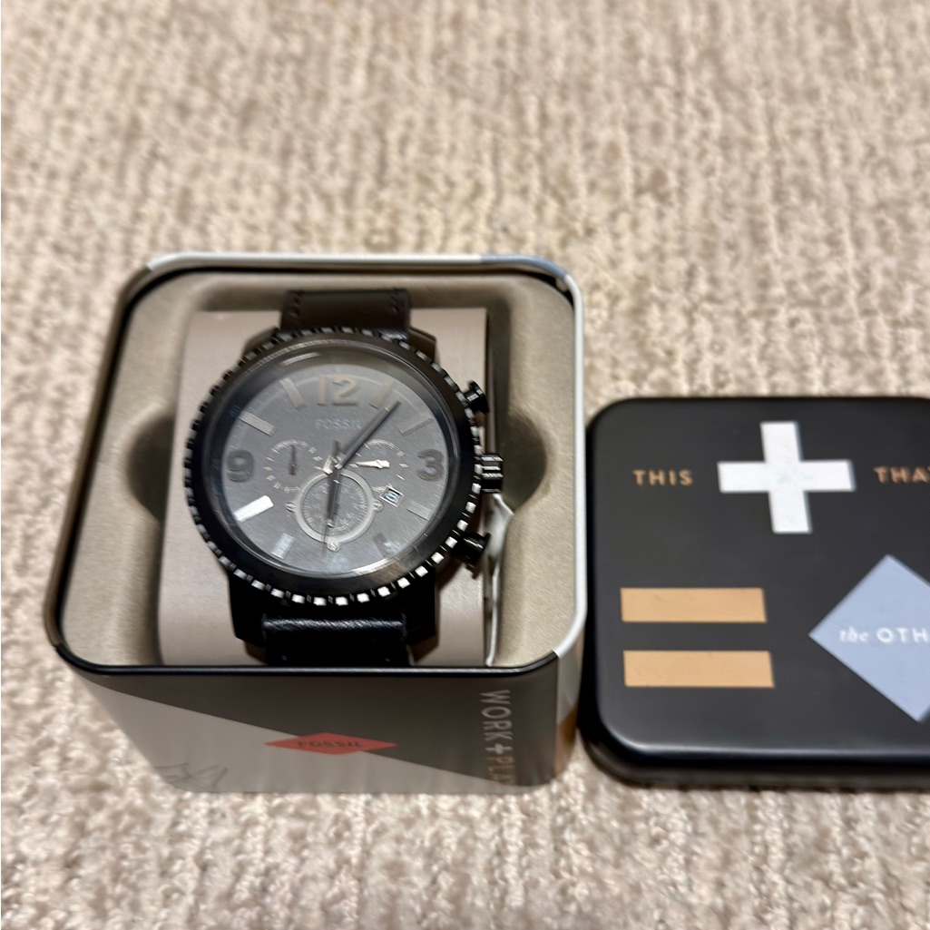 Fossil Nate Chronograph Black Leather Men's Watch